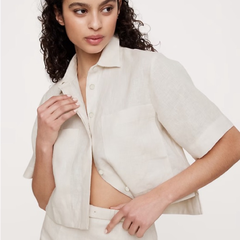 Boxy Cream Linen Shirt